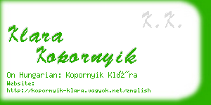 klara kopornyik business card